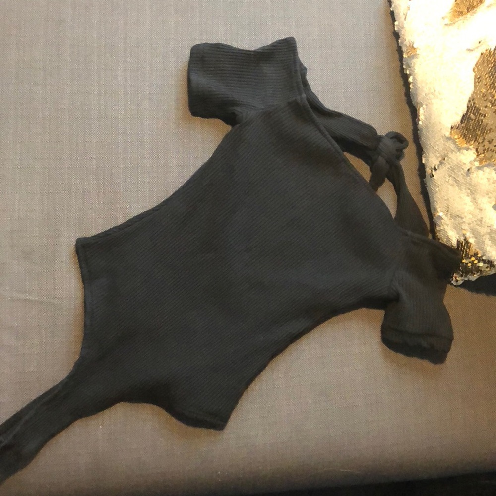 Black thong bodysuit